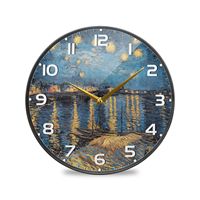 Gwiaździstej nocy nad rodanem Van Gogh zegar-sztuka ścienny zegarek cichy cichy okrągły zegar akrylowy do salonu dekoracja sypialni 1